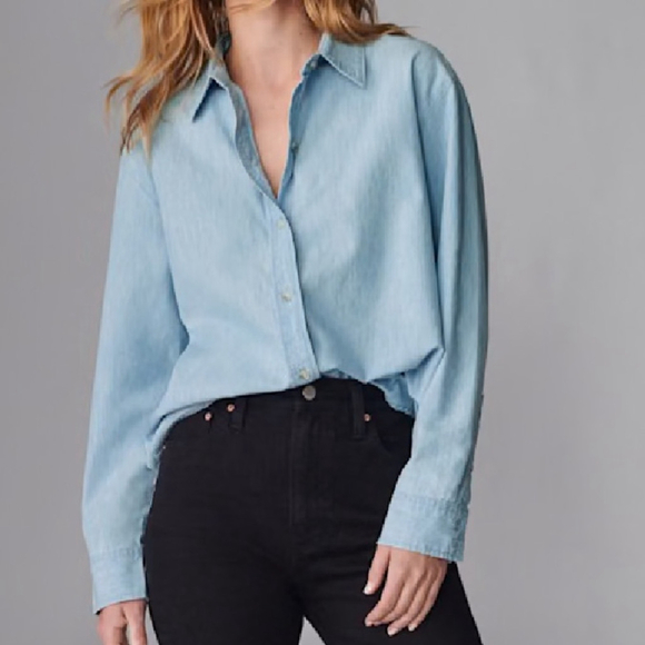 Aritzia Denim Forum The Jane long sleeve shirt Button Down chambray size medium - Picture 15 of 15